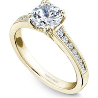 Round Cut Diamond Engagement Ring with Channel-Set Diamonds and Milgrain Detail in Yellow Gold by Noam Carver<em> - Choose Your Center Diamond: 1 to 5 Carats, Sustainable Lab-Grown or Natural Earth-Mined</em>