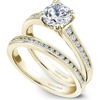 Round Cut Diamond Engagement Ring with Channel-Set Diamonds and Milgrain Detail in Yellow Gold by Noam Carver<em> - Choose Your Center Diamond: 1 to 5 Carats, Sustainable Lab-Grown or Natural Earth-Mined</em>