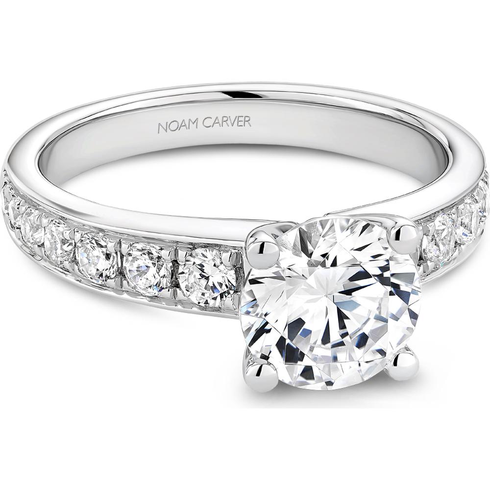 Channel Set Dimonds Round Cut Diamond Engagement Ring with Channel Set Diamonds in White G ...