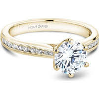 Round Cut Diamond Engagement Ring with Channel-Set Diamonds in Yellow Gold by Noam Carver<em> - Choose Your Center Diamond: 1 to 5 Carats, Sustainable Lab-Grown or Natural Earth-Mined</em>