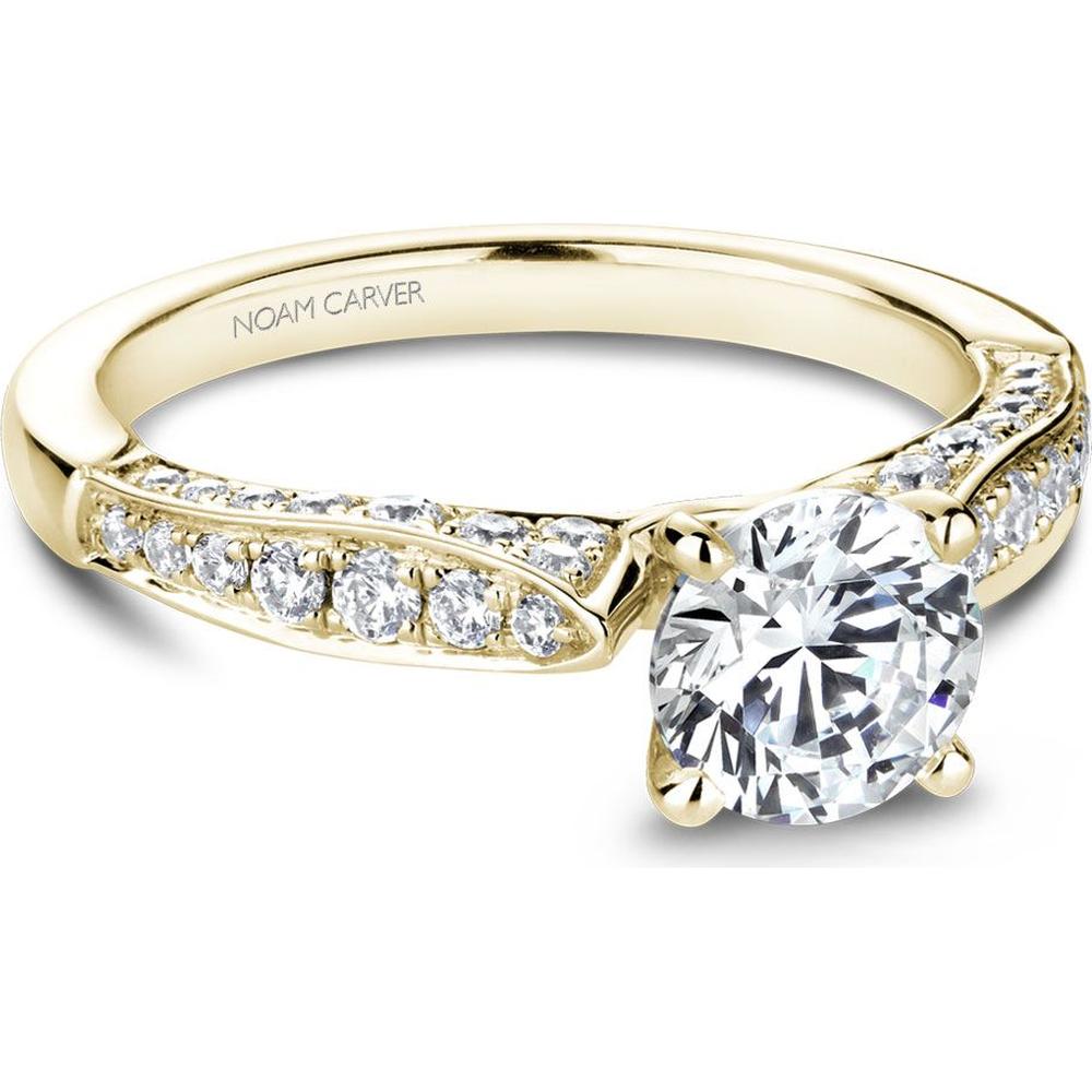 Round Cut Diamond Engagement Ring with Channel-Set Diamonds in Yellow Gold by Noam Carver<em> - Choose Your Center Diamond: 1 to 5 Carats, Sustainable Lab-Grown or Natural Earth-Mined</em>