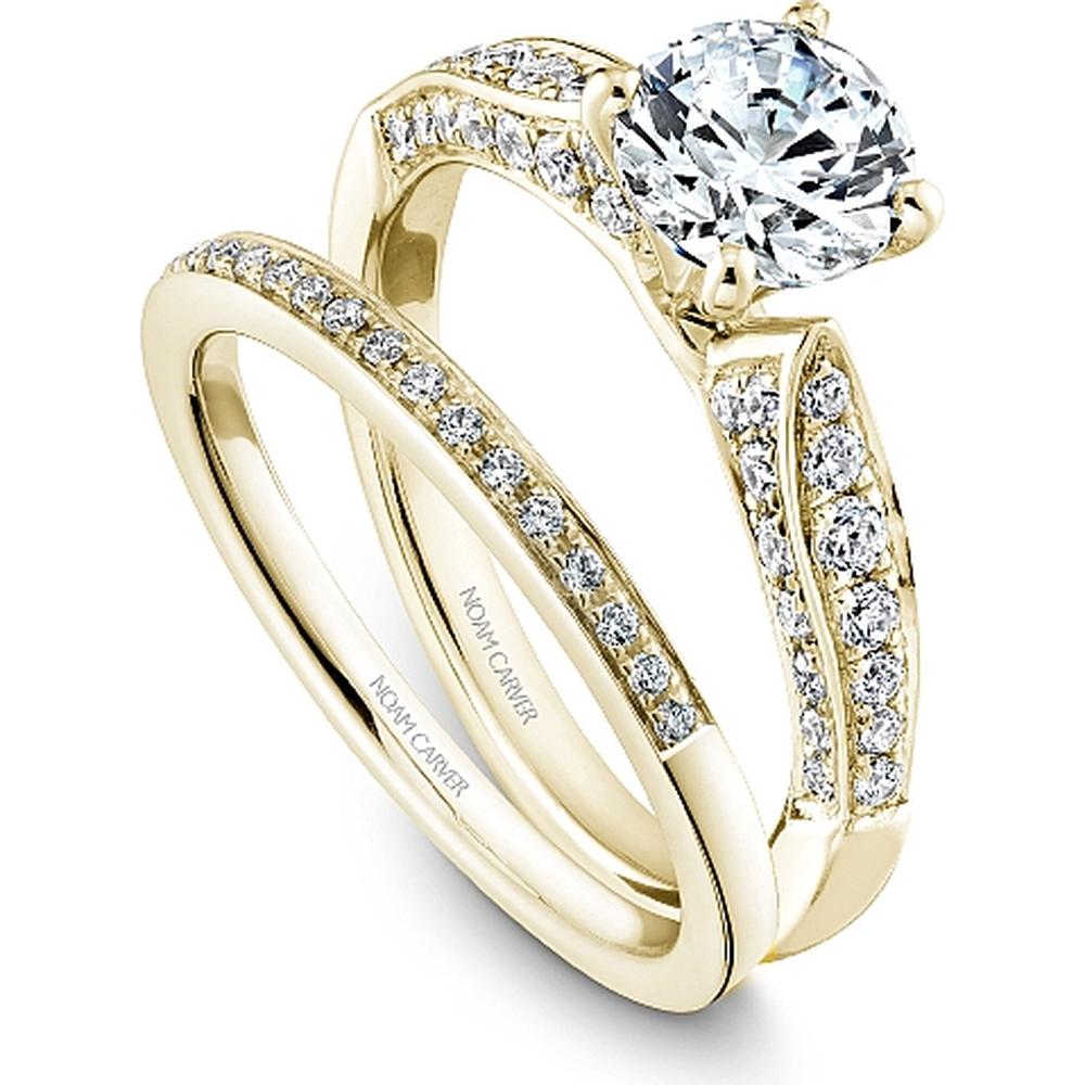 Round Cut Diamond Engagement Ring with Channel-Set Diamonds in Yellow Gold by Noam Carver<em> - Choose Your Center Diamond: 1 to 5 Carats, Sustainable Lab-Grown or Natural Earth-Mined</em>