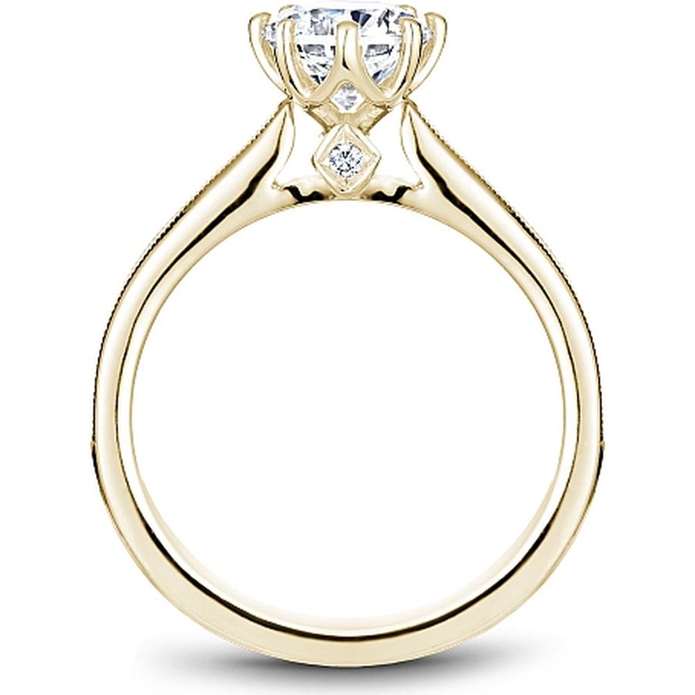 Round Cut Diamond Engagement Ring with Channel-Set Diamonds, Milgrain Detailing, and Eight-Prong Setting in Yellow Gold by Noam Carver<em> - Choose Your Center Diamond: 1 to 5 Carats, Sustainable Lab-Grown or Natural Earth-Mined</em>