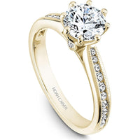 Round Cut Diamond Engagement Ring with Channel-Set Diamonds, Milgrain Detailing, and Eight-Prong Setting in Yellow Gold by Noam Carver<em> - Choose Your Center Diamond: 1 to 5 Carats, Sustainable Lab-Grown or Natural Earth-Mined</em>