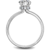 Round Cut Diamond Engagement Ring with Classic Four-Prong Setting and Diamond Accents in White Gold by Noam Carver<em> - Choose Your Center Diamond: 1 to 5 Carats, Sustainable Lab-Grown or Natural Earth-Mined</em>