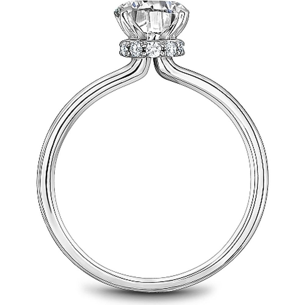 Round Cut Diamond Engagement Ring with Classic Four-Prong Setting and Diamond Accents in White Gold by Noam Carver<em> - Choose Your Center Diamond: 1 to 5 Carats, Sustainable Lab-Grown or Natural Earth-Mined</em>