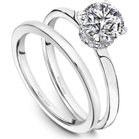 Round Cut Diamond Engagement Ring with Classic Four-Prong Setting and Diamond Accents in White Gold by Noam Carver<em> - Choose Your Center Diamond: 1 to 5 Carats, Sustainable Lab-Grown or Natural Earth-Mined</em>