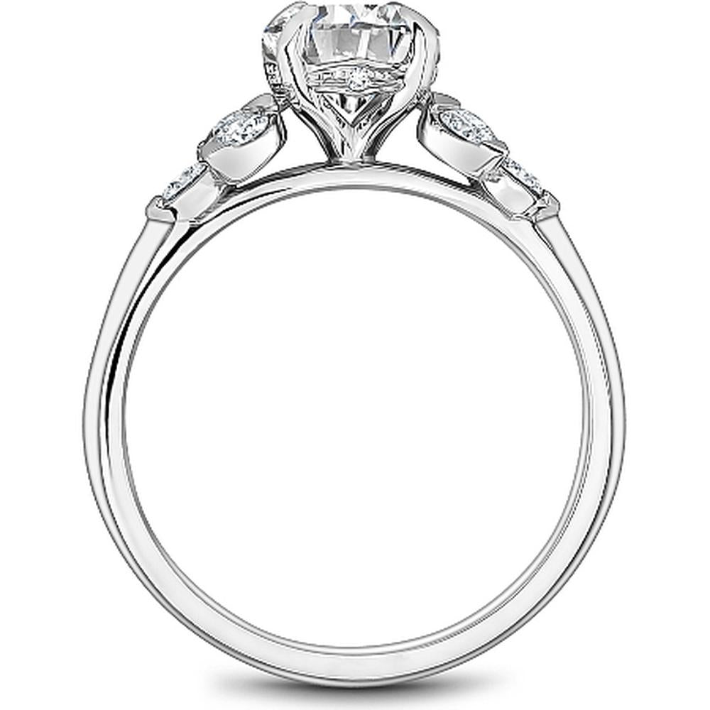 Round Cut Diamond Engagement Ring with Diamond Clusters in White Gold by Noam Carver<em> - Choose Your Center Diamond: 1 to 5 Carats, Sustainable Lab-Grown or Natural Earth-Mined</em>