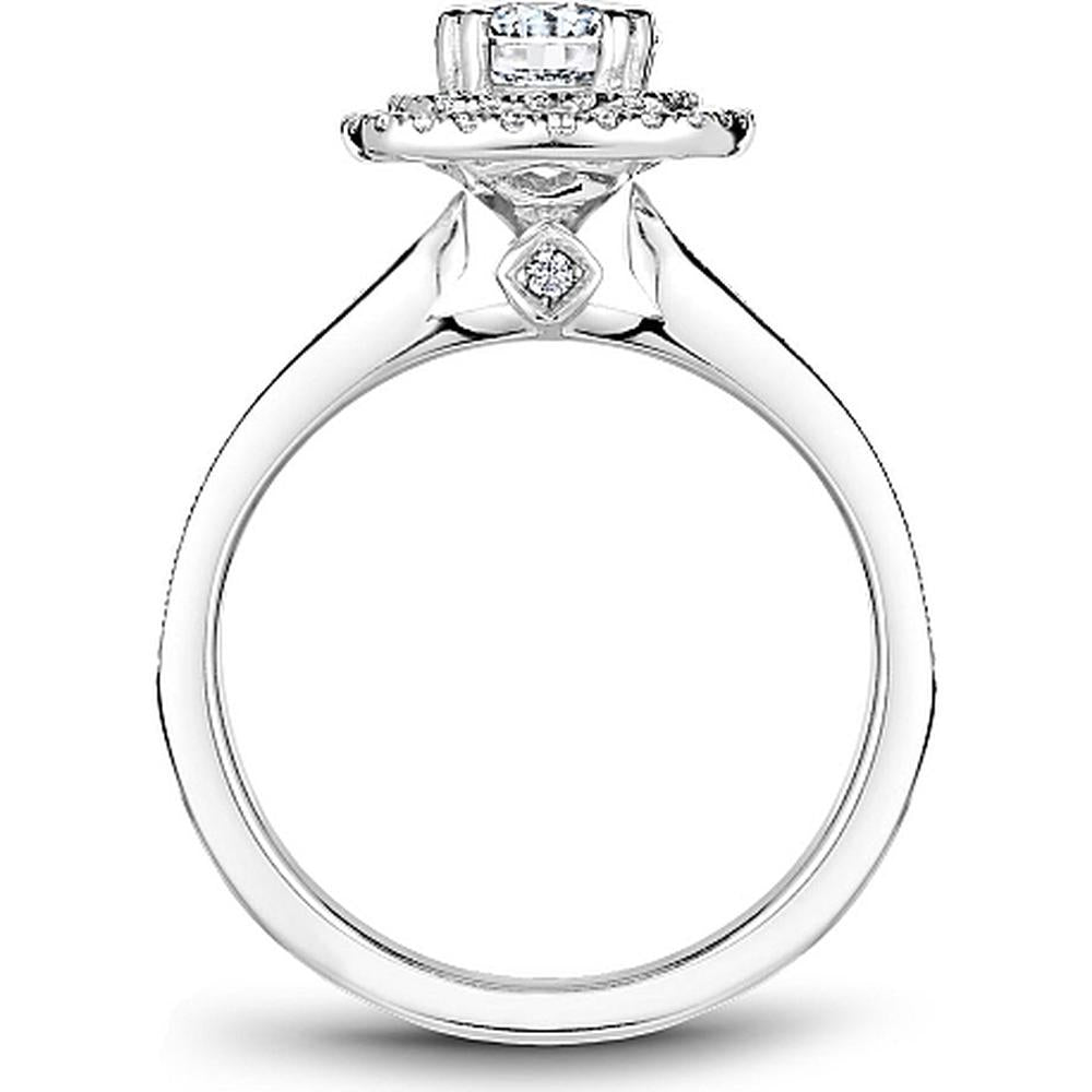 Round Cut Diamond Engagement Ring with Double Halo and Channel-Set Band in White Gold by Noam Carver<em> - Choose Your Center Diamond: 1 to 5 Carats, Sustainable Lab-Grown or Natural Earth-Mined</em>