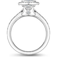 Round Cut Diamond Engagement Ring with Double Halo and Engraved Scroll Pattern in White Gold by Noam Carver<em> - Choose Your Center Diamond: 1 to 5 Carats, Sustainable Lab-Grown or Natural Earth-Mined</em>