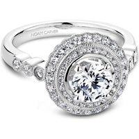 Round Cut Diamond Engagement Ring with Double Halo and Filigree Details in White Gold by Noam Carver<em> - Choose Your Center Diamond: 1 to 5 Carats, Sustainable Lab-Grown or Natural Earth-Mined</em>