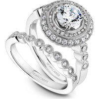 Round Cut Diamond Engagement Ring with Double Halo and Filigree Details in White Gold by Noam Carver<em> - Choose Your Center Diamond: 1 to 5 Carats, Sustainable Lab-Grown or Natural Earth-Mined</em>