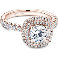 Round Cut Diamond Engagement Ring with Double Halo and Latticework in Rose Gold by Noam Carver<em> - Choose Your Center Diamond: 1 to 5 Carats, Sustainable Lab-Grown or Natural Earth-Mined</em>