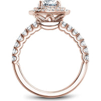 Round Cut Diamond Engagement Ring with Double Halo and Latticework in Rose Gold by Noam Carver<em> - Choose Your Center Diamond: 1 to 5 Carats, Sustainable Lab-Grown or Natural Earth-Mined</em>