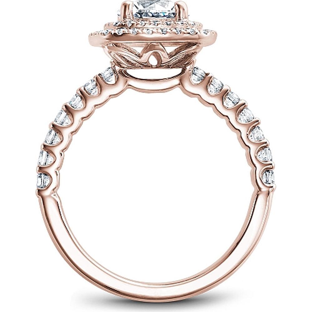 Round Cut Diamond Engagement Ring with Double Halo and Latticework in Rose Gold by Noam Carver<em> - Choose Your Center Diamond: 1 to 5 Carats, Sustainable Lab-Grown or Natural Earth-Mined</em>