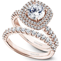 Round Cut Diamond Engagement Ring with Double Halo and Latticework in Rose Gold by Noam Carver<em> - Choose Your Center Diamond: 1 to 5 Carats, Sustainable Lab-Grown or Natural Earth-Mined</em>