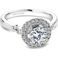 Round Cut Diamond Engagement Ring with Double Halo and Milgrain Detailing in White Gold by Noam Carver<em> - Choose Your Center Diamond: 1 to 5 Carats, Sustainable Lab-Grown or Natural Earth-Mined</em>