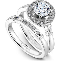Round Cut Diamond Engagement Ring with Double Halo and Milgrain Detailing in White Gold by Noam Carver<em> - Choose Your Center Diamond: 1 to 5 Carats, Sustainable Lab-Grown or Natural Earth-Mined</em>