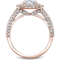 Round Cut Diamond Engagement Ring with Double Halo and Milgrain Details in Rose Gold by Noam Carver<em> - Choose Your Center Diamond: 1 to 5 Carats, Sustainable Lab-Grown or Natural Earth-Mined</em>