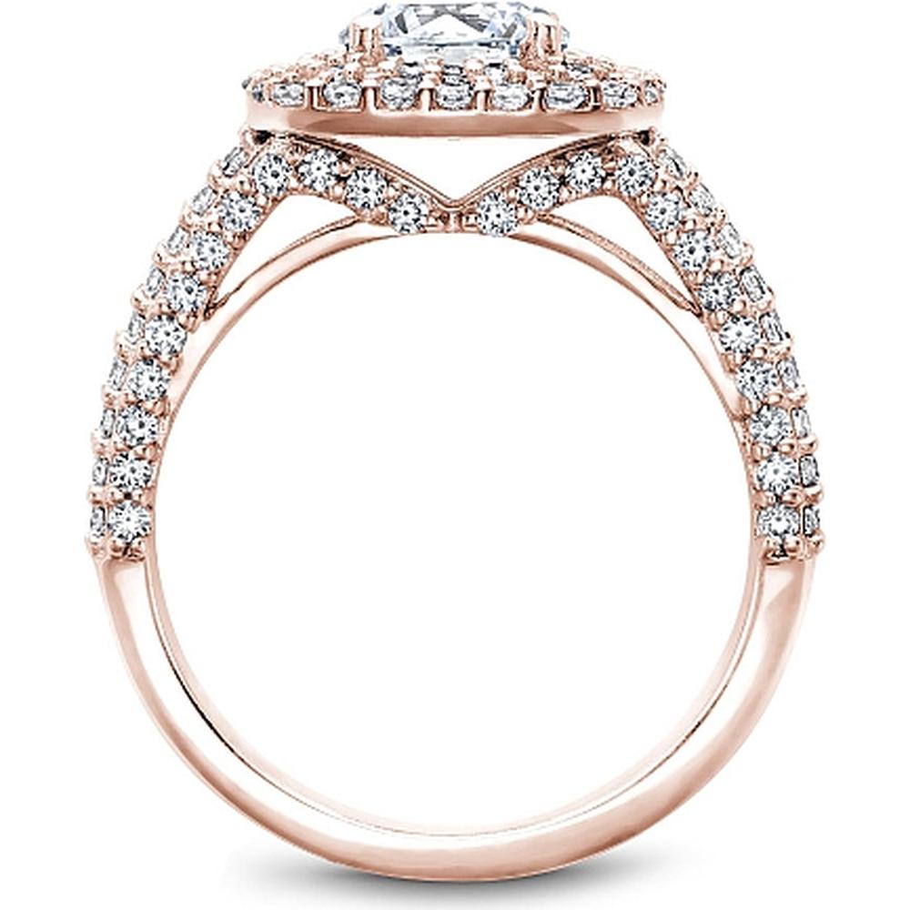 Round Cut Diamond Engagement Ring with Double Halo and Milgrain Details in Rose Gold by Noam Carver<em> - Choose Your Center Diamond: 1 to 5 Carats, Sustainable Lab-Grown or Natural Earth-Mined</em>