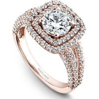 Round Cut Diamond Engagement Ring with Double Halo and Milgrain Details in Rose Gold by Noam Carver<em> - Choose Your Center Diamond: 1 to 5 Carats, Sustainable Lab-Grown or Natural Earth-Mined</em>