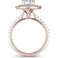 Round Cut Diamond Engagement Ring with Double Halo and Pavé Band in Rose Gold by Noam Carver<em> - Choose Your Center Diamond: 1 to 5 Carats, Sustainable Lab-Grown or Natural Earth-Mined</em>