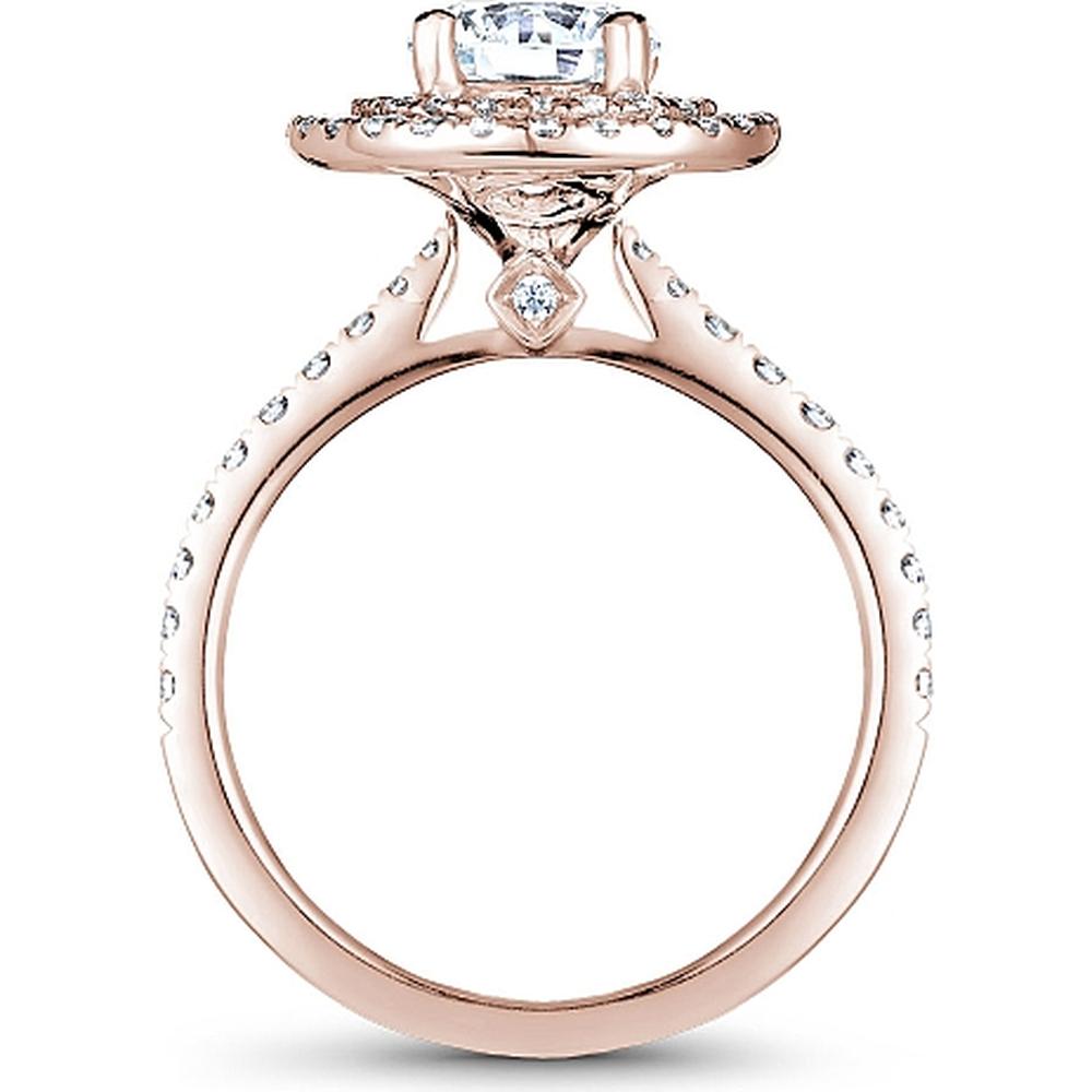 Round Cut Diamond Engagement Ring with Double Halo and Pavé Band in Rose Gold by Noam Carver<em> - Choose Your Center Diamond: 1 to 5 Carats, Sustainable Lab-Grown or Natural Earth-Mined</em>