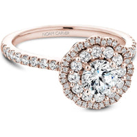 Round Cut Diamond Engagement Ring with Double Halo and Pavé Band in Rose Gold by Noam Carver<em> - Choose Your Center Diamond: 1 to 5 Carats, Sustainable Lab-Grown or Natural Earth-Mined</em>