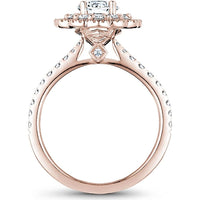 Round Cut Diamond Engagement Ring with Double Halo and Pavé Band in Rose Gold by Noam Carver<em> - Choose Your Center Diamond: 1 to 5 Carats, Sustainable Lab-Grown or Natural Earth-Mined</em>