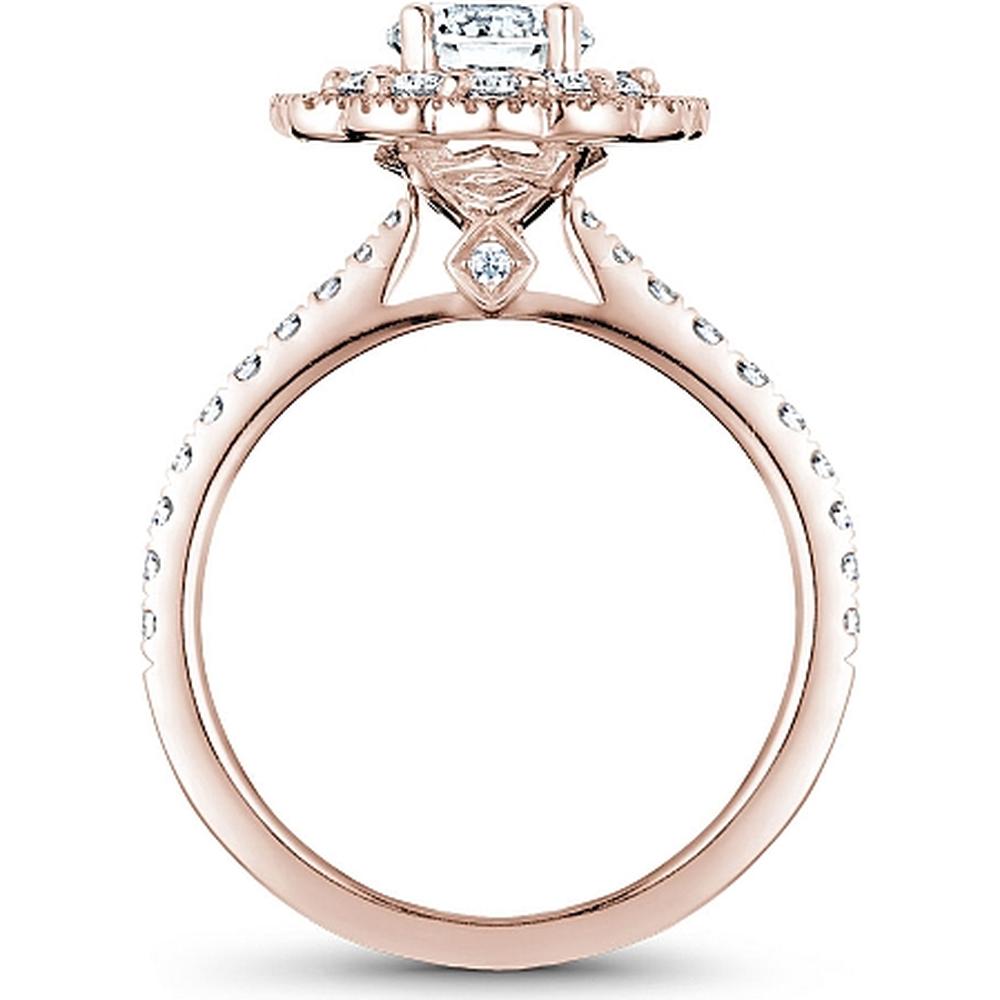 Round Cut Diamond Engagement Ring with Double Halo and Pavé Band in Rose Gold by Noam Carver<em> - Choose Your Center Diamond: 1 to 5 Carats, Sustainable Lab-Grown or Natural Earth-Mined</em>