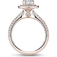 Round Cut Diamond Engagement Ring with Double Halo and Pavé Band in Rose Gold by Noam Carver<em> - Choose Your Center Diamond: 1 to 5 Carats, Sustainable Lab-Grown or Natural Earth-Mined</em>