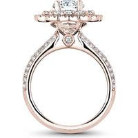 Round Cut Diamond Engagement Ring with Double Halo and Pavé Band in Rose Gold by Noam Carver<em> - Choose Your Center Diamond: 1 to 5 Carats, Sustainable Lab-Grown or Natural Earth-Mined</em>