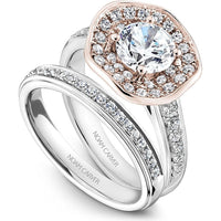 Round Cut Diamond Engagement Ring with Double Halo and Pav&eacute; Band in Two-Tone Gold by Noam Carver<em> - Choose Your Center Diamond: 1 to 5 Carats, Sustainable Lab-Grown or Natural Earth-Mined</em>