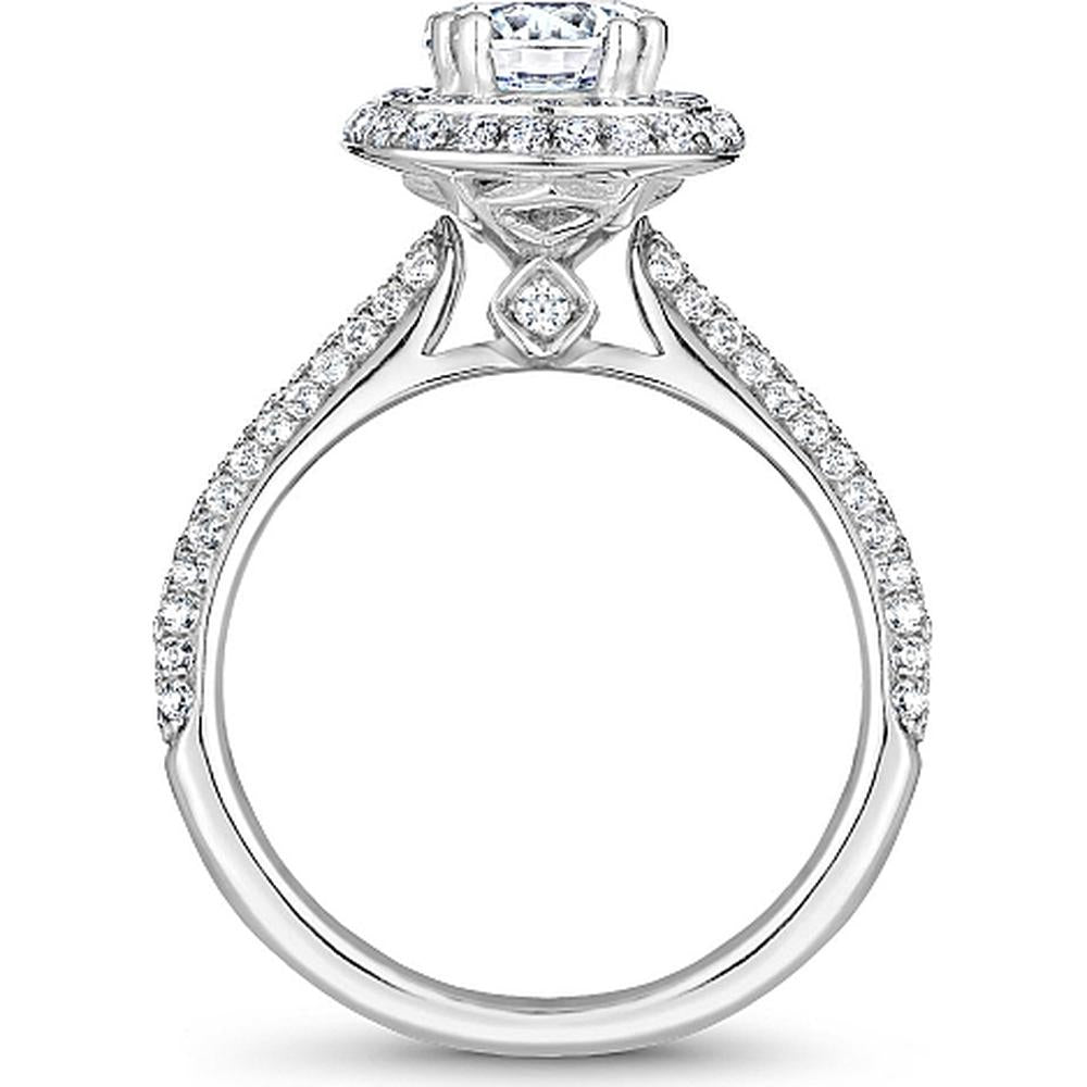 Round Cut Diamond Engagement Ring with Double Halo and Pavé Band in White Gold by Noam Carver<em> - Choose Your Center Diamond: 1 to 5 Carats, Sustainable Lab-Grown or Natural Earth-Mined</em>