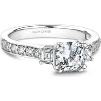 Round Cut Diamond Engagement Ring with Double Halo and Pavé Band in White Gold by Noam Carver<em> - Choose Your Center Diamond: 1 to 5 Carats, Sustainable Lab-Grown or Natural Earth-Mined</em>
