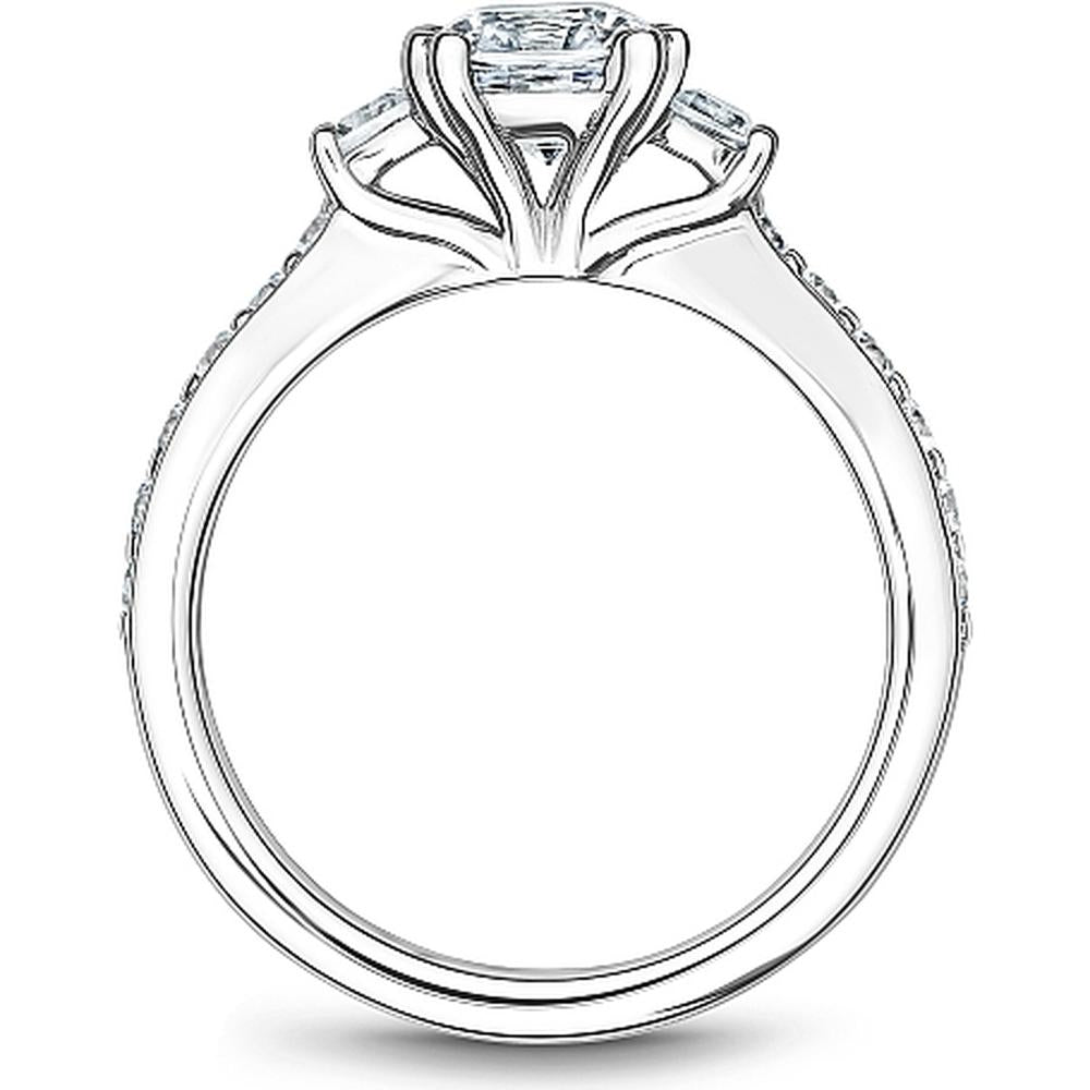 Round Cut Diamond Engagement Ring with Double Halo and Pavé Band in White Gold by Noam Carver<em> - Choose Your Center Diamond: 1 to 5 Carats, Sustainable Lab-Grown or Natural Earth-Mined</em>