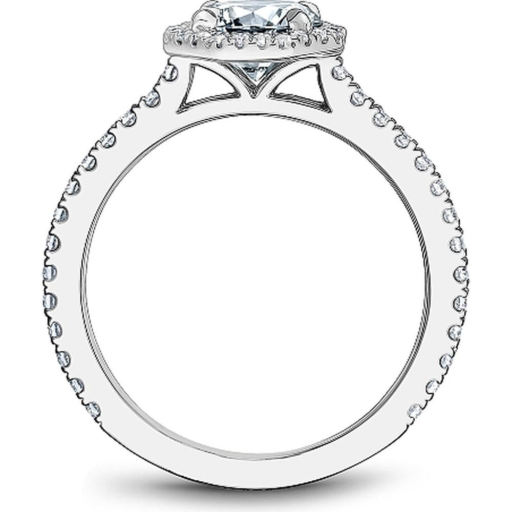 Round Cut Diamond Engagement Ring with Double Halo and Pavé Band in White Gold by Noam Carver<em> - Choose Your Center Diamond: 1 to 5 Carats, Sustainable Lab-Grown or Natural Earth-Mined</em>
