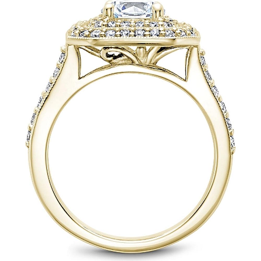 Round Cut Diamond Engagement Ring with Double Halo and Pavé Band in Yellow Gold by Noam Carver<em> - Choose Your Center Diamond: 1 to 5 Carats, Sustainable Lab-Grown or Natural Earth-Mined</em>
