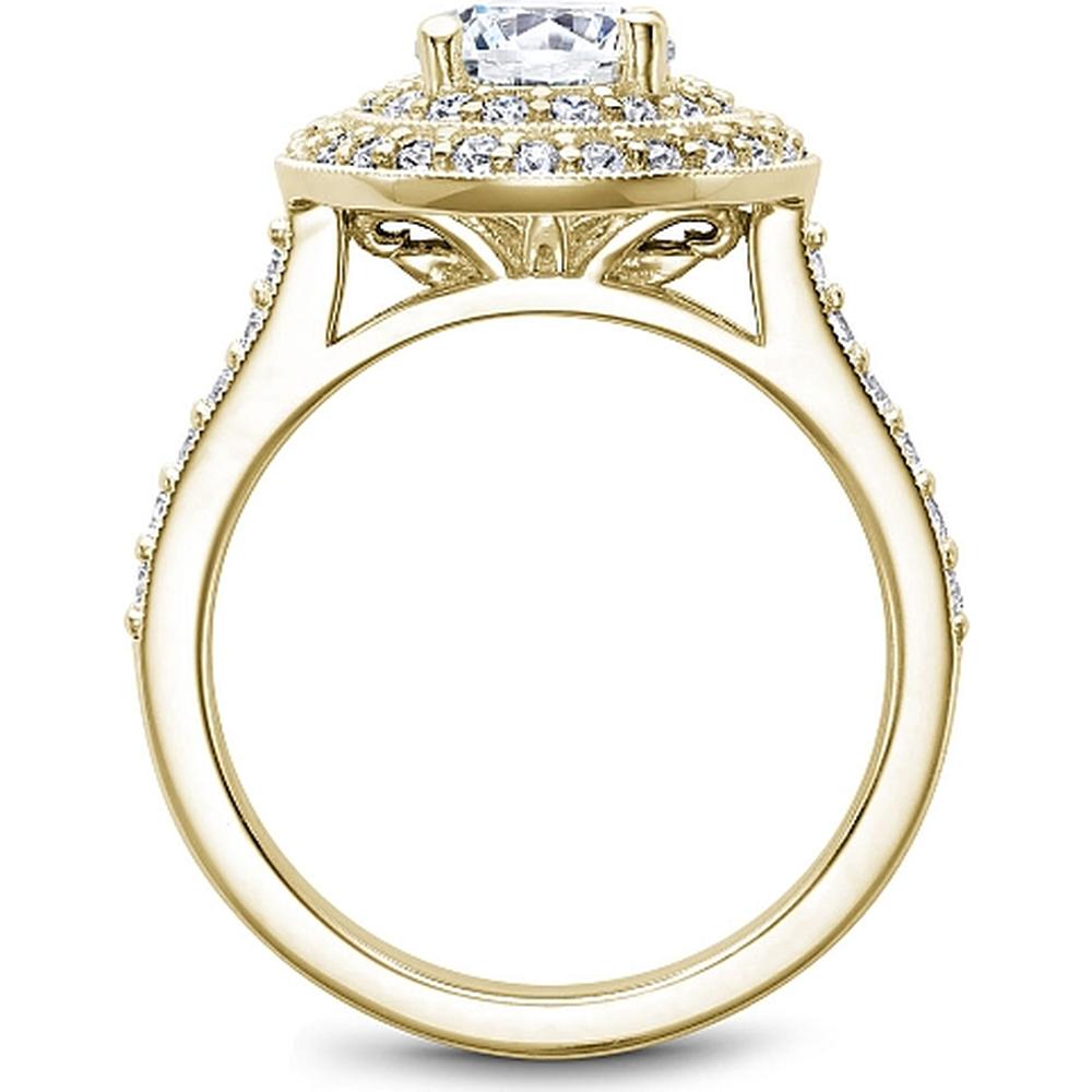 Round Cut Diamond Engagement Ring with Double Halo and Pavé Band in Yellow Gold by Noam Carver<em> - Choose Your Center Diamond: 1 to 5 Carats, Sustainable Lab-Grown or Natural Earth-Mined</em>