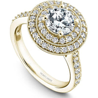 Round Cut Diamond Engagement Ring with Double Halo and Pavé Band in Yellow Gold by Noam Carver<em> - Choose Your Center Diamond: 1 to 5 Carats, Sustainable Lab-Grown or Natural Earth-Mined</em>