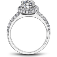 Round Cut Diamond Engagement Ring with Double Halo and Pavé-Set Band in White Gold by Noam Carver<em> - Choose Your Center Diamond: 1 to 5 Carats, Sustainable Lab-Grown or Natural Earth-Mined</em>