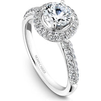Round Cut Diamond Engagement Ring with Double Halo and Pavé-Set Band in White Gold by Noam Carver<em> - Choose Your Center Diamond: 1 to 5 Carats, Sustainable Lab-Grown or Natural Earth-Mined</em>