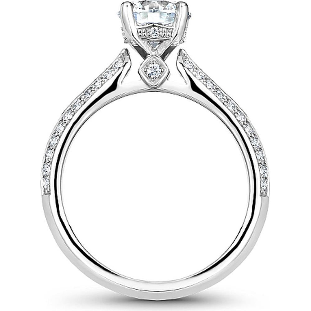 Round Cut Diamond Engagement Ring with Double Pavé Band in White Gold by Noam Carver<em> - Choose Your Center Diamond: 1 to 5 Carats, Sustainable Lab-Grown or Natural Earth-Mined</em>