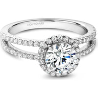 Round Cut Diamond Engagement Ring with Double Pavé Bands and Hidden Halo in White Gold by Noam Carver<em> - Choose Your Center Diamond: 1 to 5 Carats, Sustainable Lab-Grown or Natural Earth-Mined</em>