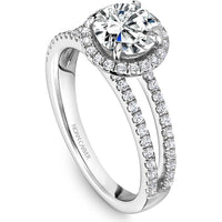 Round Cut Diamond Engagement Ring with Double Pavé Bands and Hidden Halo in White Gold by Noam Carver<em> - Choose Your Center Diamond: 1 to 5 Carats, Sustainable Lab-Grown or Natural Earth-Mined</em>