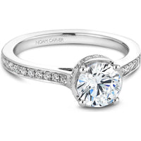 Round Cut Diamond Engagement Ring with Edge Halo and Pavé Band in White Gold by Noam Carver<em> - Choose Your Center Diamond: 1 to 5 Carats, Sustainable Lab-Grown or Natural Earth-Mined</em>