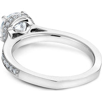 Round Cut Diamond Engagement Ring with Edge Halo and Pavé Band in White Gold by Noam Carver<em> - Choose Your Center Diamond: 1 to 5 Carats, Sustainable Lab-Grown or Natural Earth-Mined</em>