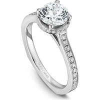 Round Cut Diamond Engagement Ring with Edge Halo and Pavé Band in White Gold by Noam Carver<em> - Choose Your Center Diamond: 1 to 5 Carats, Sustainable Lab-Grown or Natural Earth-Mined</em>