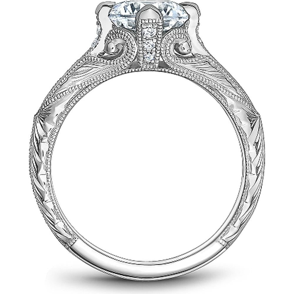 Round Cut Diamond Engagement Ring with Filigree and Milgrain Detailing in Platinum by Noam Carver<em> - Choose Your Center Diamond: 1 to 5 Carats, Sustainable Lab-Grown or Natural Earth-Mined</em>