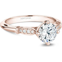 Round Cut Diamond Engagement Ring with Five-Prong Setting and Marquise Pavé in Rose Gold by Noam Carver<em> - Choose Your Center Diamond: 1 to 5 Carats, Sustainable Lab-Grown or Natural Earth-Mined</em>